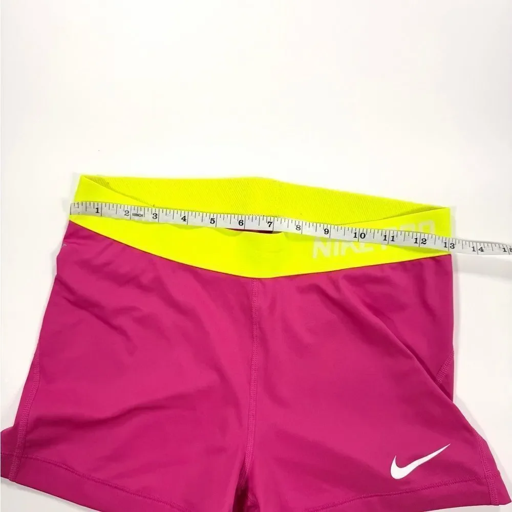 Nike Pro Kids Pink & Yellow Shorts – Size L